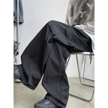 復古vibe風防水多口袋工裝褲男生潮牌美式寬松休閑直筒拖地哈倫褲