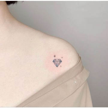 「閃耀藍鑽」紋身貼紙 微刺青 輕紋身 紋身貼 可愛 音樂 小清新 應援 抖音同款 抖音同款 超美 性感 網紅 小紅書同款