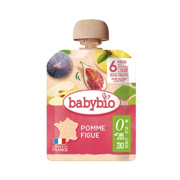 Babybio 【法國】生機蘋果無花果纖果泥90gX12《 專業嬰幼兒副食品》