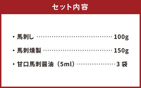  馬刺し赤身と馬刺燻製の250gセット 馬肉 燻製 冷凍