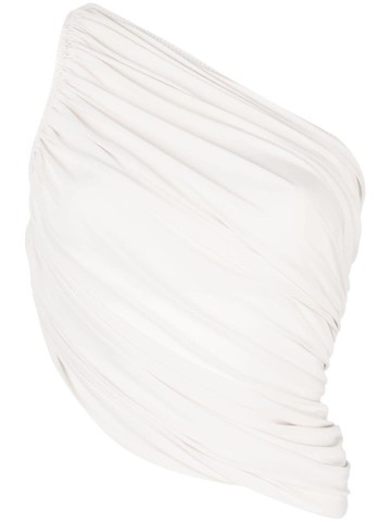 Norma Kamali - Diana asymmetric ruched top - women - Polyester/Spandex/Elastane - S - White
