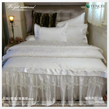 法式專櫃典藏系列-『維多利亞之戀』六件式高級精梳棉床組(純白)5*6.2尺