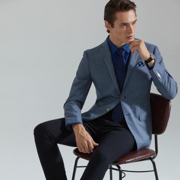 【單西】麥迪萊登羊毛真絲混紡男士商務休閑桑蠶絲千鳥格西裝外套