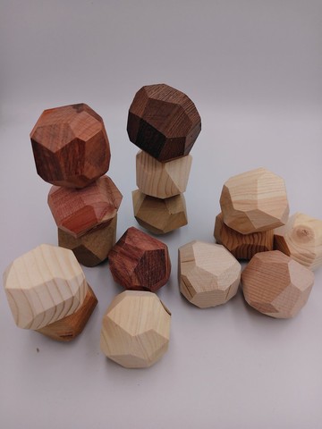 小 木石頭 積木 疊疊樂  原木 無上漆 台灣製造