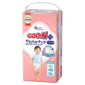 GOO.N 大王 日本境內版 SJ柔觸肌系列褲型尿布 12~22kg  XL  38片