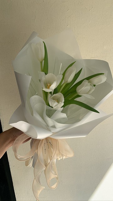 鮮花 白色鬱金香花束