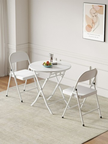 含運 戶外庭院休閒桌椅組合 折疊桌椅家用簡約吃飯圓形餐桌戶外商場咖啡店奶茶店方桌圓桌套裝