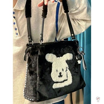 ✨ 限時下殺 ✨美式高級感手提毛茸茸兔兔托特包秋冬冬季女包可愛毛絨包單肩包女