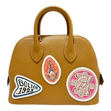 HERMES限量收藏款徽章MINI BOIDE1923 TRAVEL芝麻色銀扣/W刻