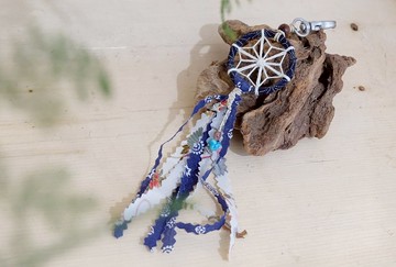 和風麻の葉捕夢網匙扣 - 深藍