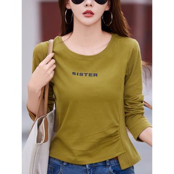 秋衣短款上衣純棉長袖T恤女寬松早秋季新款打底衫女秋冬洋氣減齡