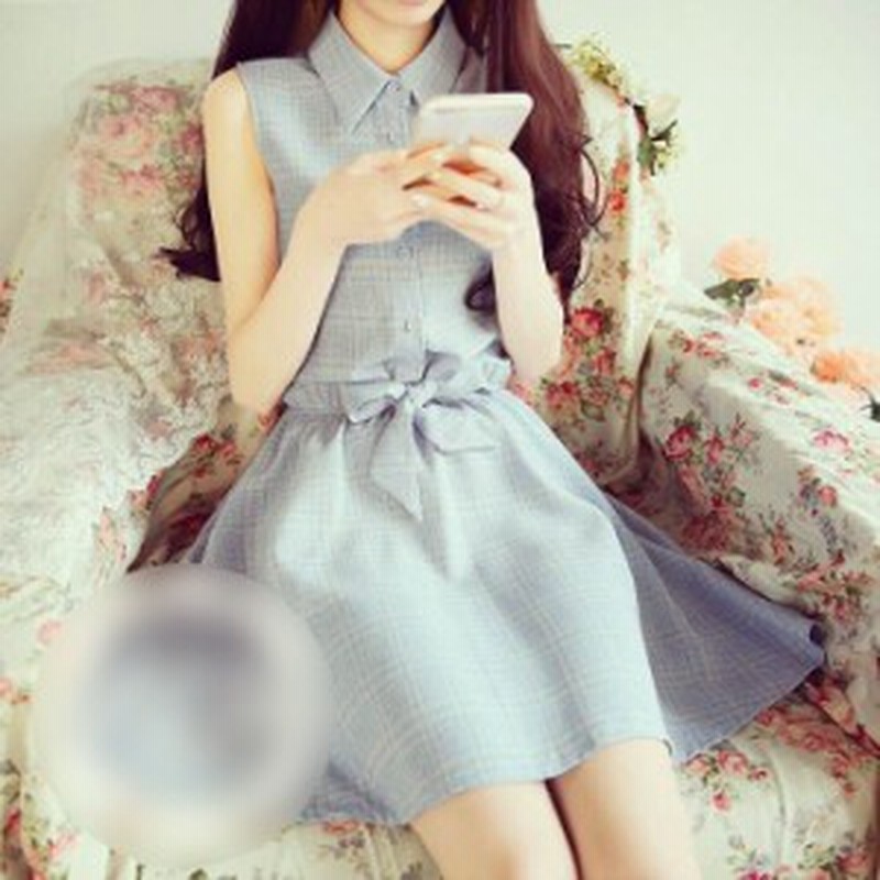 襟付き ひざ上 リボン ショート丈 ミニ ワンピース ノースリーブ ウエストリボン 前ボタン キュート 小柄 小さいサイズ 小さい 服 通販 Lineポイント最大1 0 Get Lineショッピング