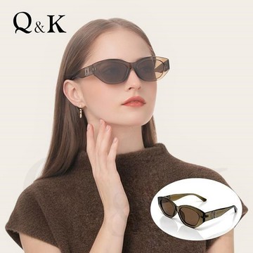 【Q&K】魅影貓眼偏光墨鏡/曜茶透/TR90輕量彈性鏡架/抗UV400/高級俐落時髦百搭