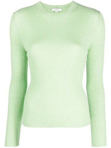 Vince - ribbed-knit sweatshirt - women - Silk/Cashmere - S - Green