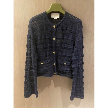 小香風開衫外套女早秋新款高級感法式時尚休閑短款鏤空針織衫上衣