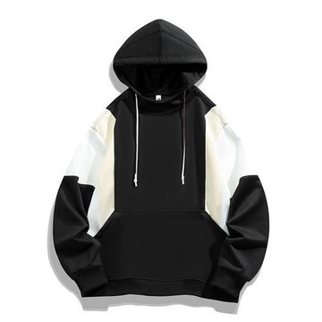 【米蘭精品】T恤長袖上衣-時尚拼色大口袋連帽男裝3色74it81