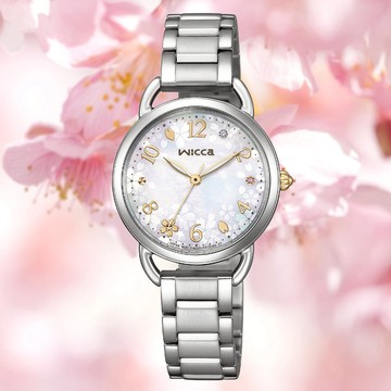 CITIZEN 星辰 Wicca 公主系列 太陽能 櫻花白蝶貝 女錶 KP6-014-21