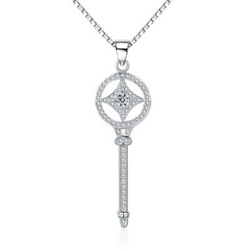 現貨+預購 925純銀項鍊鑲鑽吊墜-優雅古典鑰匙百搭七夕情人節生日禮物女配件銀飾73am161【獨家進口】【米蘭精品】