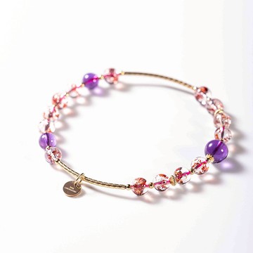 金草莓晶紫水晶14KGF手鍊 | 天然水晶愛情招財手鏈