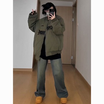 夾棉外套加厚女棉衣韓版寬松菱格情侶時尚百搭棒球服潮冬季新款【聚宝屋】