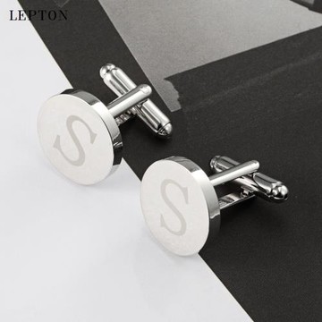 法式袖扣男士S字母袖扣領夾套裝A-Z英文字母襯衫cufflinks禮盒裝