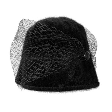 法式水桶帽女秋冬毛絨純黑色名媛赫本風頭飾高級感帽子百搭漁夫帽