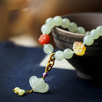 當天出貨 手鍊 手環 串珠手鍊 佛珠 和田玉手鍊 保平安 蜜蠟手串 南紅手串 中國風手鍊 女飾品 生日禮物 063 D