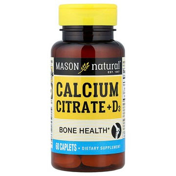 Mason Natural, 檸檬酸鈣，含維生素D3，60錠囊片
