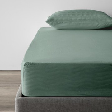 艾禮思200織水洗棉床包單人 青瓷綠
