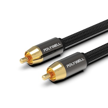 POLYWELL 寶利威爾 RCA 數位同軸音源線 BRAID版 公對公 75歐姆 2M  PW15-W52-B071  1條