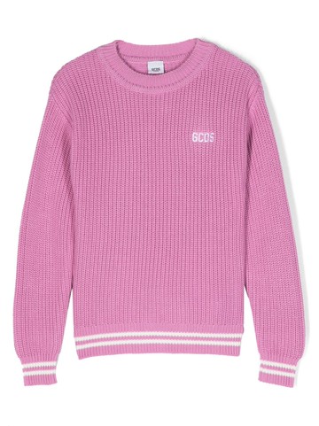 Gcds Kids - logo intarsia-knit cotton jumper - kids - Cotton/Polyester - 8 yrs - Pink