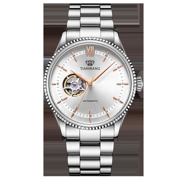 {可打統編 保固一年}天王表鏤空自動機械表51232商務鋼帶大表盤手表男款
