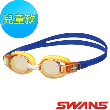 【SWANS 日本】兒童快調防霧泳鏡(SJ-8M黃藍/快調扣/防霧/抗UV)