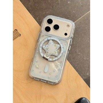 lulu|超仙鎏金炫彩星星球磁吸支架蘋果手機殼 適用蘋果iphone17promax新款16手機殼15/14pro保護殼