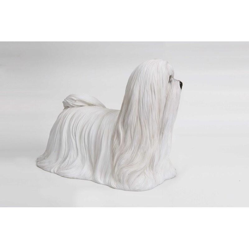 置物 彫像 座っている白いマルチーズの像 ガーデニング 庭 Dog Maltese