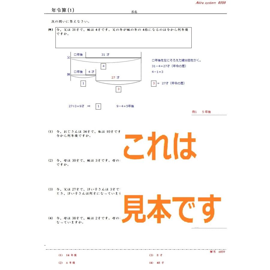 中学受験算数　解説年令算