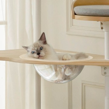 Hug｜木質系貓跳台- 太空艙窩【透明壓克力碗】