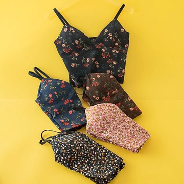 新款女韓版復古碎花小吊帶背心網紅修身顯瘦內搭短款胸墊上衣