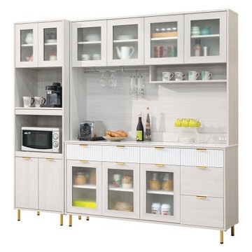 Boden-提西7.3尺岩板多功能碗盤收納餐櫃組合(2尺高電器櫃+5.3尺岩板高餐櫃)