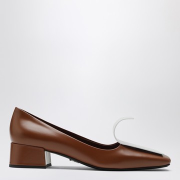 Tabacco and white leather décolleté