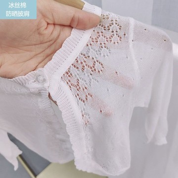 mori🎀mori女童冰絲棉小披肩透氣夏季戶外防曬衣寶寶空調服兒童針織外套