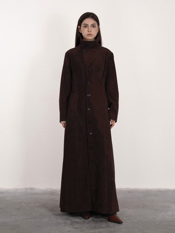 法式復古 / 燈芯絨立領長款大衣