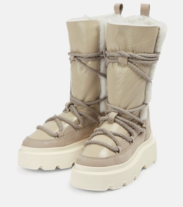 Inuikii Leather shearling-trimmed snow boots