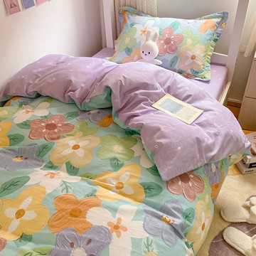 簡約全棉純棉學生宿舍三件套床上用品小清新被套床單被褥六件套裝