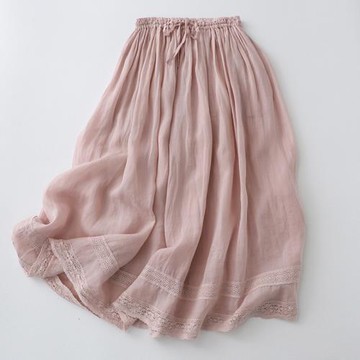 苧麻半裙棉麻半身裙女夏季高腰a字亞麻長裙子禪意刺繡中國風女裝