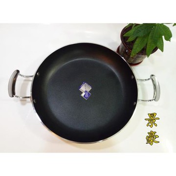 特大24-40cm不粘鍋雙耳帶玻璃蓋不沾平底鍋 牛排煎鍋生煎包鍋商用