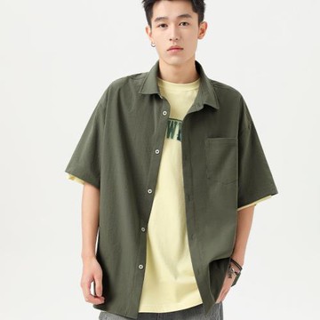 真維斯襯衫短袖男2025新款純色防曬外套男生夏季速干涼感冰絲襯衣