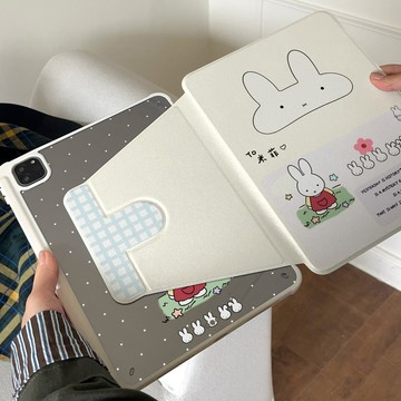 格紋波點小動物適用ipadPro平板保護套air可愛mini旋轉有筆槽11寸