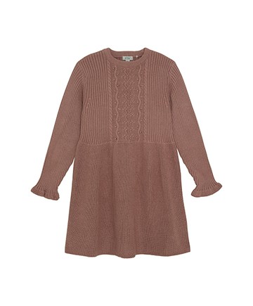 素面暗紅色長袖洋裝98cm