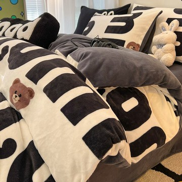 加厚牛奶絨被套單件冬季家用雙人珊瑚絨被罩宿舍單人加絨被套批發